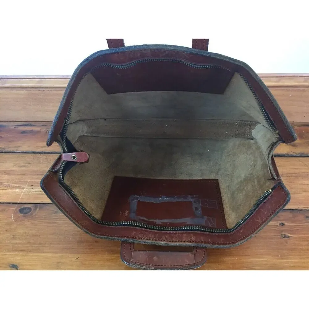 Vtg Schlesinger Brothers Cali Saddle Leather Attache Briefcase Laptop Bag 17